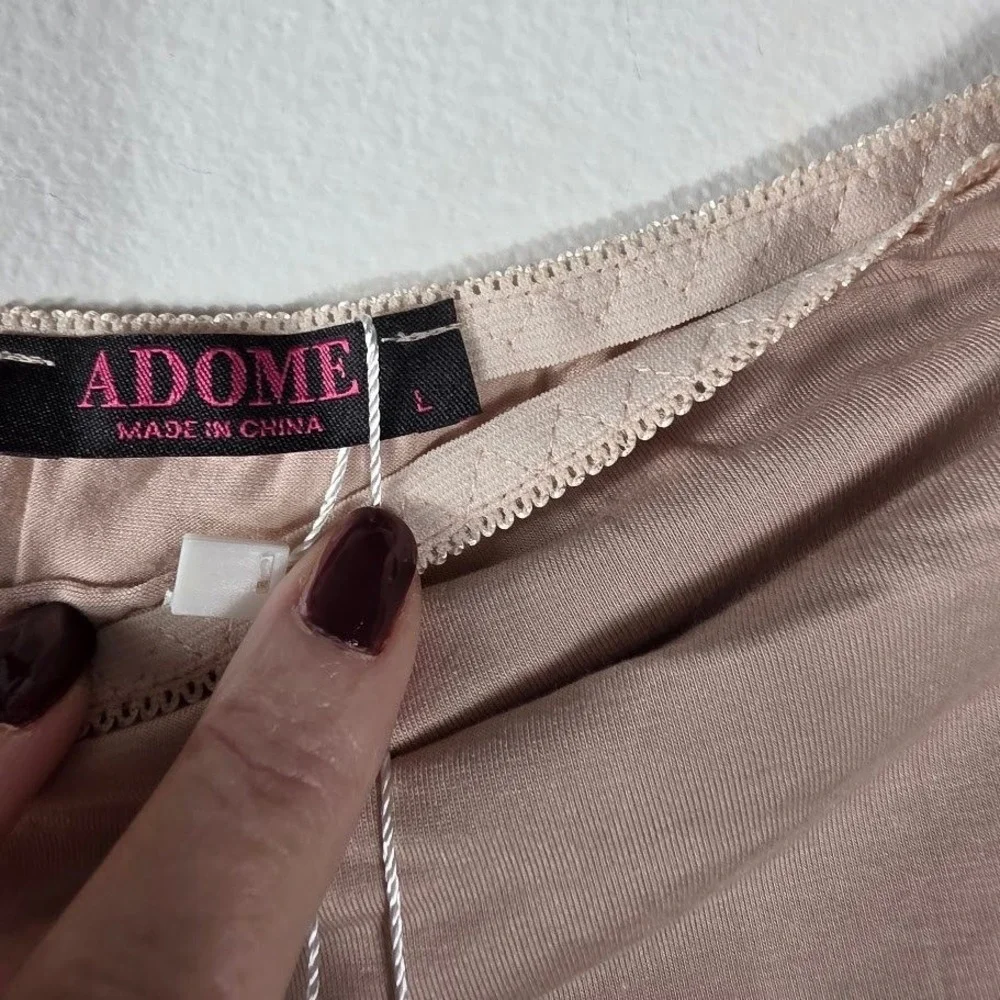 ADOME Women's Lace Trim Slip Skirt Extender‎ Beige XL Full Slip Skirt